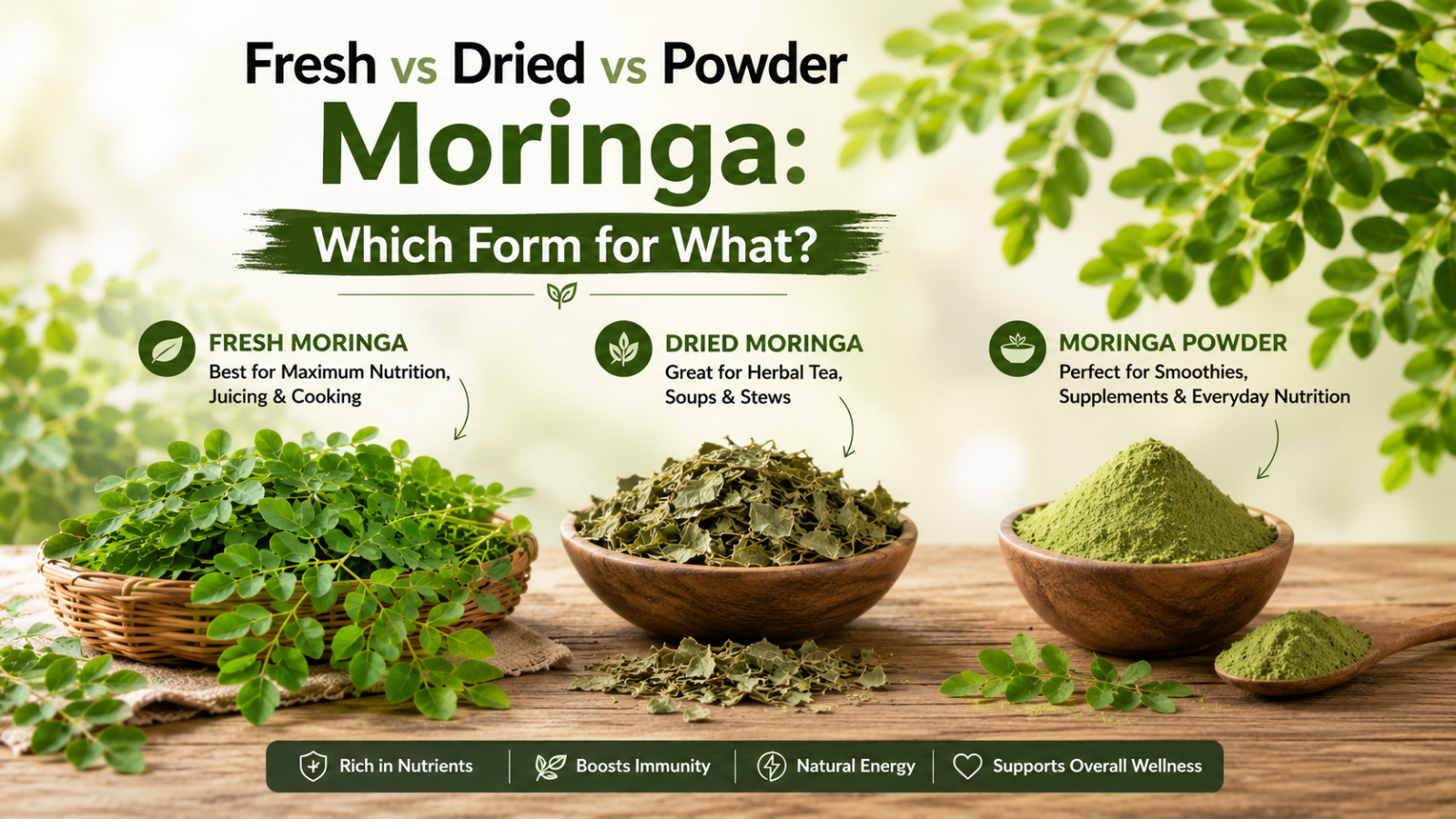 Fresh vs Dried vs Powder Moringa: Which Form for What?