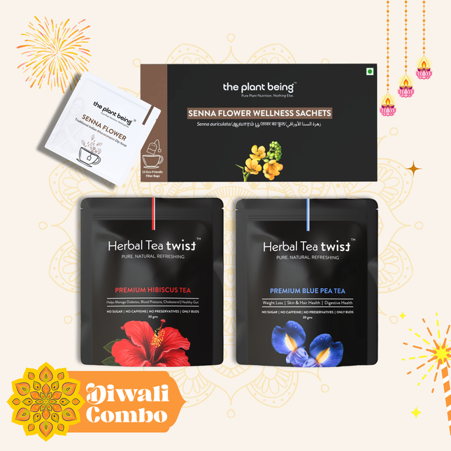 Floral Power Trio - Premium Blue Pea Tea, Premium Hibiscus Tea & Senna Flower Wellness Sachets