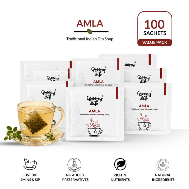 Amla Wellness Sachets (100 sachets, Value Pack) | Natural Vitamin C | Immune Boost | Indian Gooseberry Drink