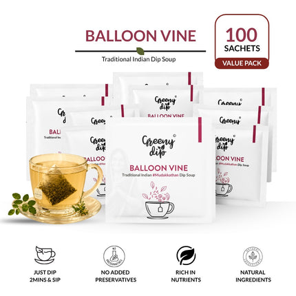 Balloon Vine Wellness Sachets (100 sachets, Value Pack) | Calcium Support | Daily Drink| Mudakkathaan