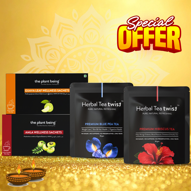 Diwali Bundle 3 - Guava Leaf, Blue Tea, Red Tea, Amla
