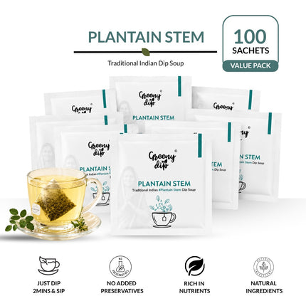 Plantain Stem Wellness Sachets (100 sachets, Value Pack) | Natural Fibre | Supports Digestion & Healthy Weight Loss