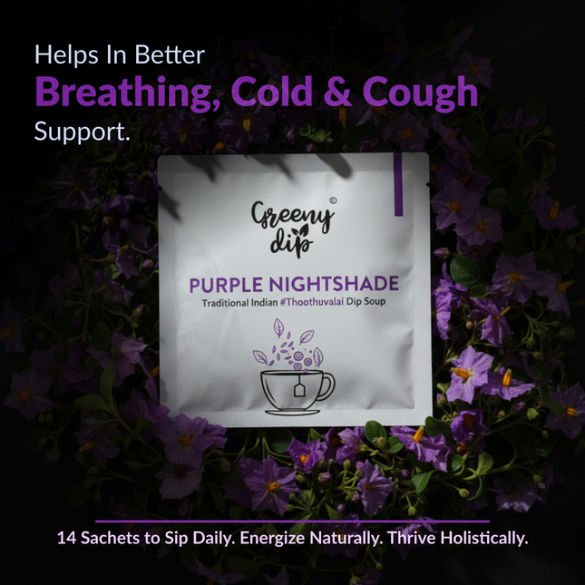 Purple Nightshade Wellness Sachets (14-Day Pack) | Lung Care | Cold & Cough Relief | Thoothuvalai Keerai