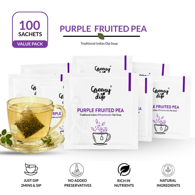 Purple Nightshade Wellness Sachets (100 sachets, Value Pack) | Lung Care | Cold & Cough Relief | Thoothuvalai Keerai